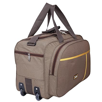 Nice Line Waterproof Polyester Lightweight 40 L Luggage Brown Travel Duffel Bag with 2 Wheels(Expandable)-Brown
