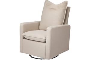 Babyletto Cali Pillowback Swivel Glider in Performance Beach Eco-Weave, Water Repellent & Stain Resistant, Greenguard Gold and CertiPUR-US Certified