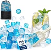AONOX 400 Pack Reusable Ice Cubes for Drinks with Ice Scoop | BPA-Free Refreezable Plastic Ice Cubes for Parties, Bars, Whiskey, Cocktails, Coolers &amp; Lunch Boxes