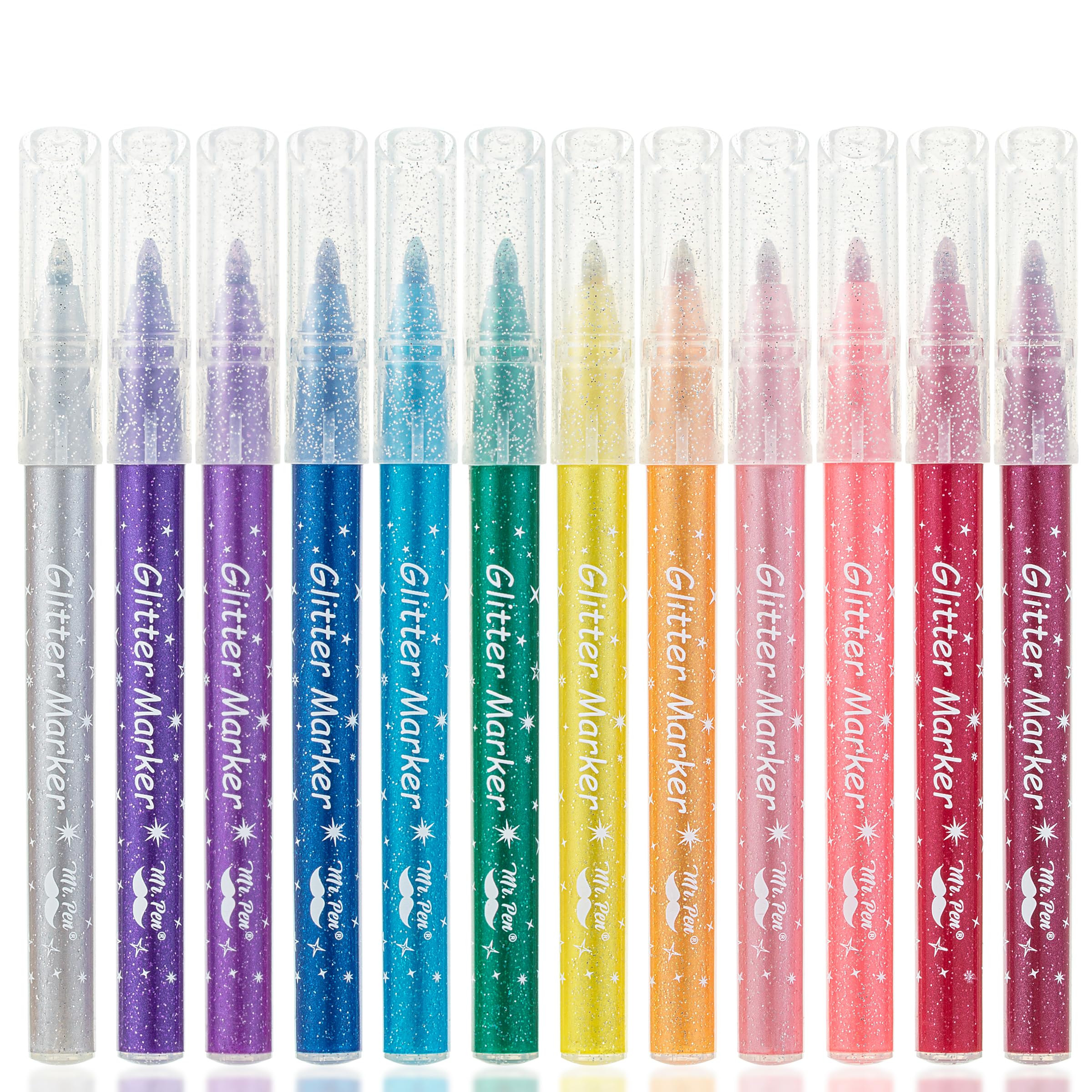 Photo 1 of Mr. Pen- Glitter Markers, 12 pcs, Assorted Color, Fine Tip Glitter Markers for Kids and Adults, Halloween Supplies