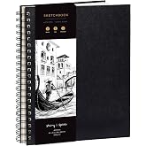Artist’s Sketchbook Hardcover – 200GSM Very Thick Paper – Large, Spiral Sketch Book for Drawing and Mixed Media – Sketch Pad,