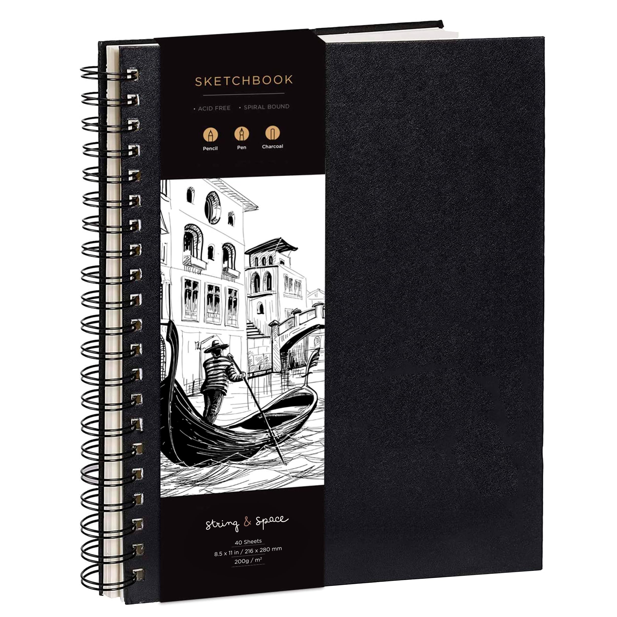 A3 Sketch Book for Artists Hardcover – 200GSM Very Thick Paper – Large Sketchbook Pad Art Book, Spiral Bound for Artists and Children – Drawing Book 29x42cm, 40 Sheets / 80 Pages