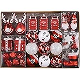 Valery Madelyn Christmas Ball Ornaments, 100ct Red and White Shatterproof Assorted Christmas Tree Decorations Set, Variety Traditional Hanging Hanging Ornament Bulk for Xmas Holiday Party Decor
