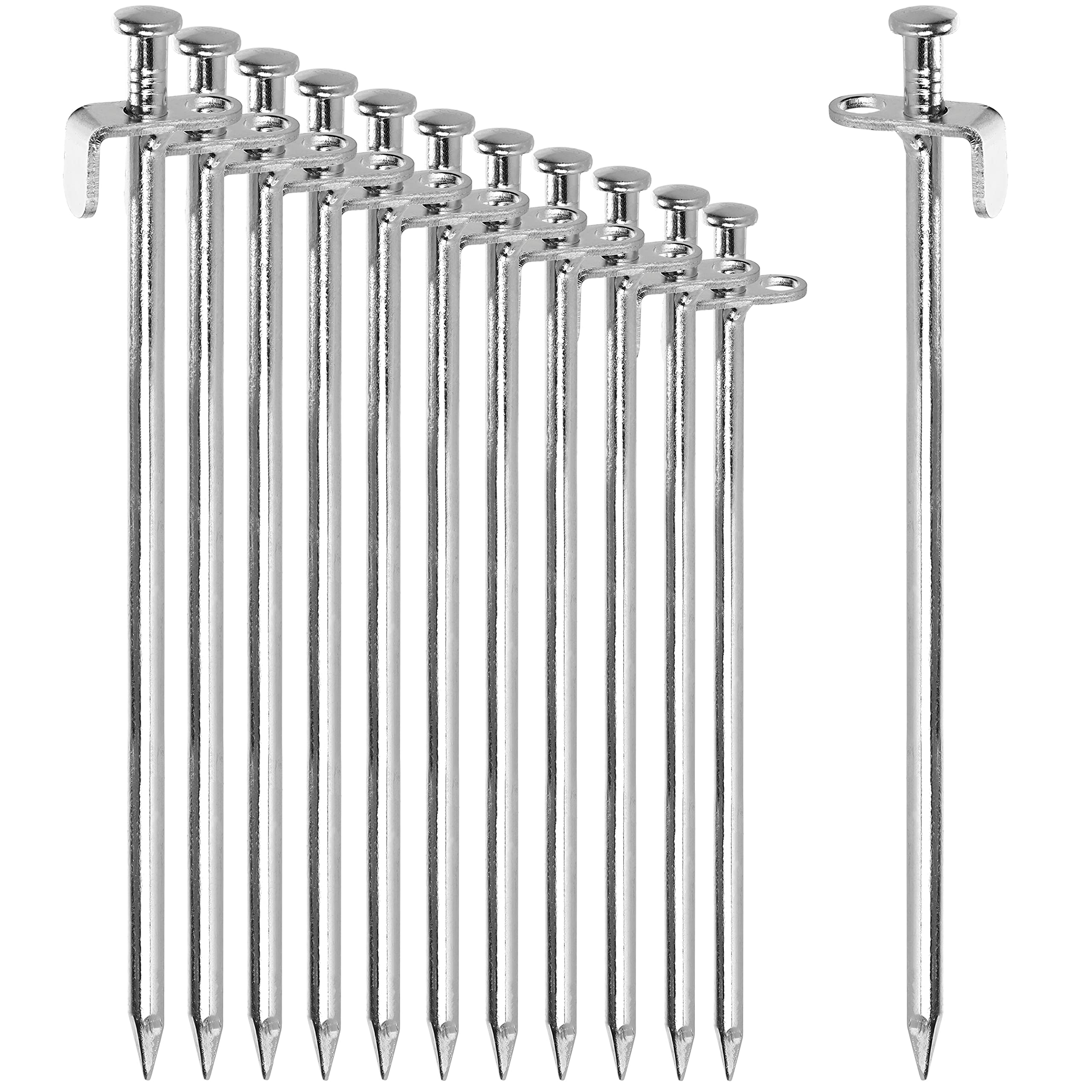 COM-FOUR® 12x tent pegs made of steel - long and robust pegs for camping and outdoor - ideal for normal and hard ground - 30cm