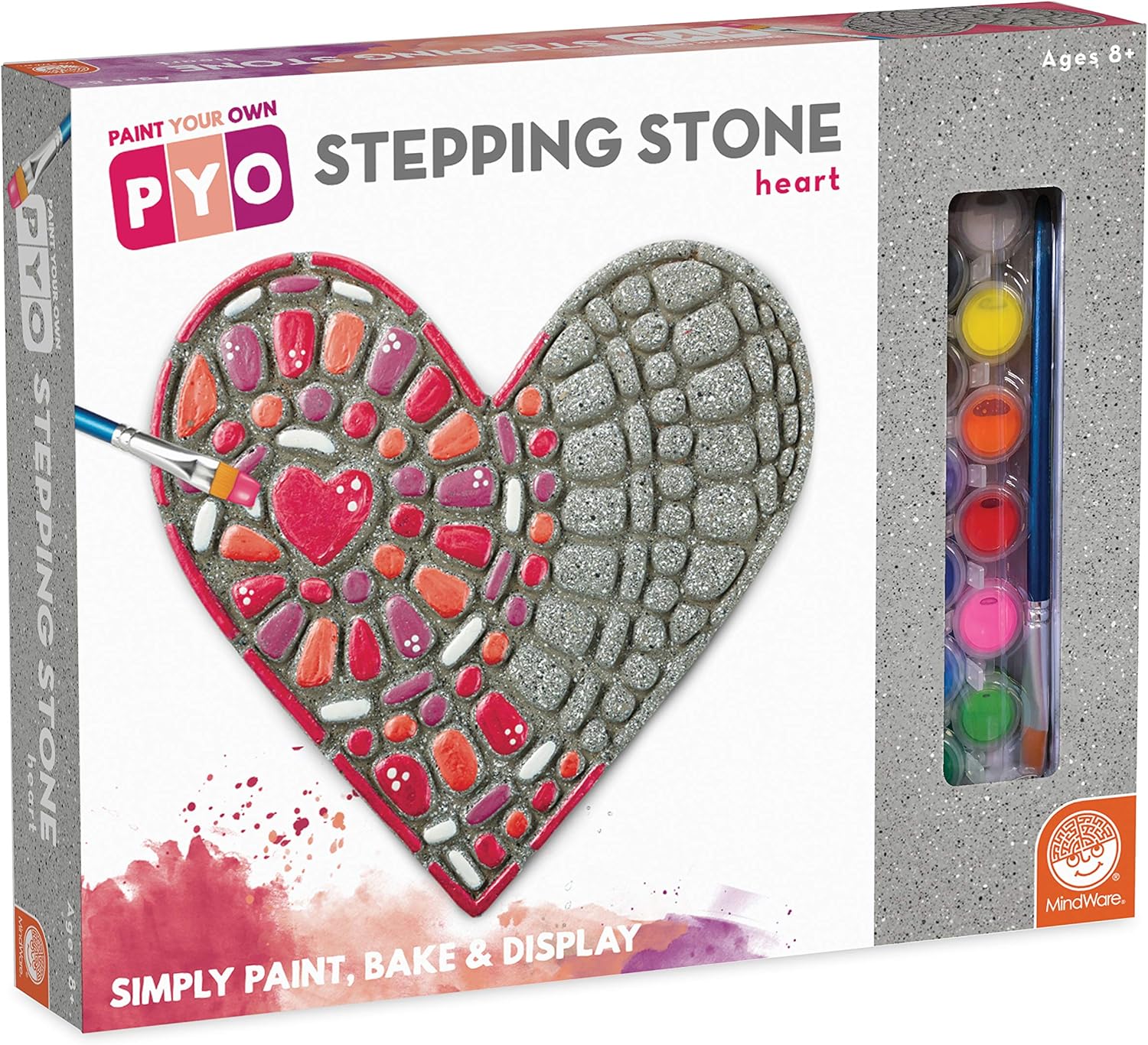 Hardscaping Materials - MindWare 13818688 Paint Your Own Stepping Stone Heart, Multicolour