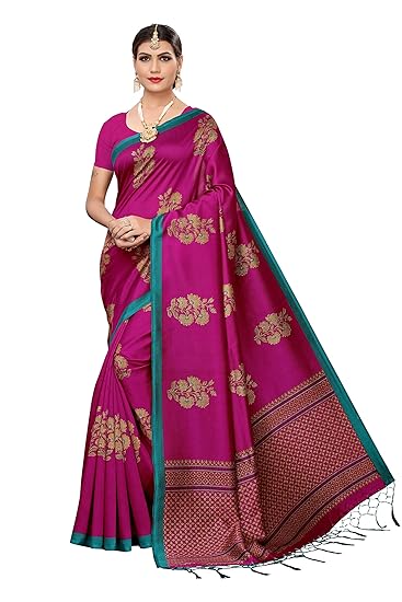 Mysore Silk Printed Saree With Unstitch Blouse