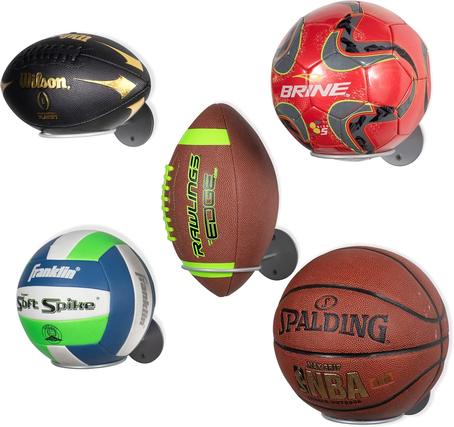 Wallniture Palla Ball Organizers and Storage for Soccer Ball & Basketballs Metal Rack Set of 5 Gray: Sports & Outdoors