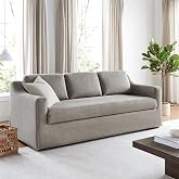 Serta&reg; Hawthorne 90.6" Slipcovered Queen-Size Convertible Pop-up Sofa, Dreamcoil&reg; Comfort, Woven Polyester Blend Fabric, Flax