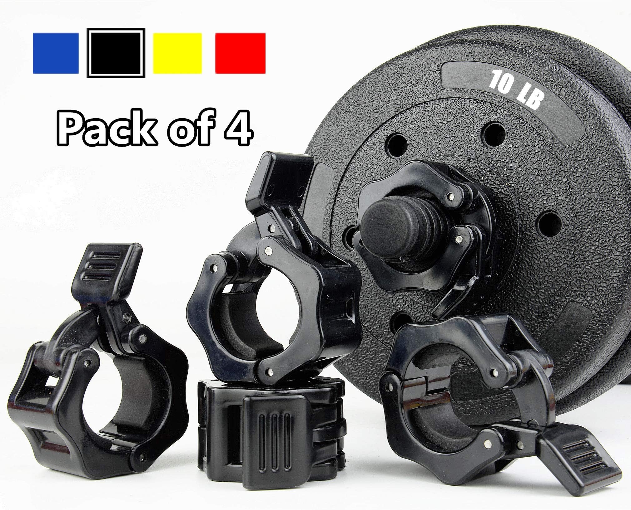 TOFEIC 1 Inch Quick Release Dumbbell Clamps 1'' Standard Barbell ABS Spinlock Weights Bar Plates Lock Collars Clips Great for Women Strongman Gym Crossfit Wrokout Fitness Training