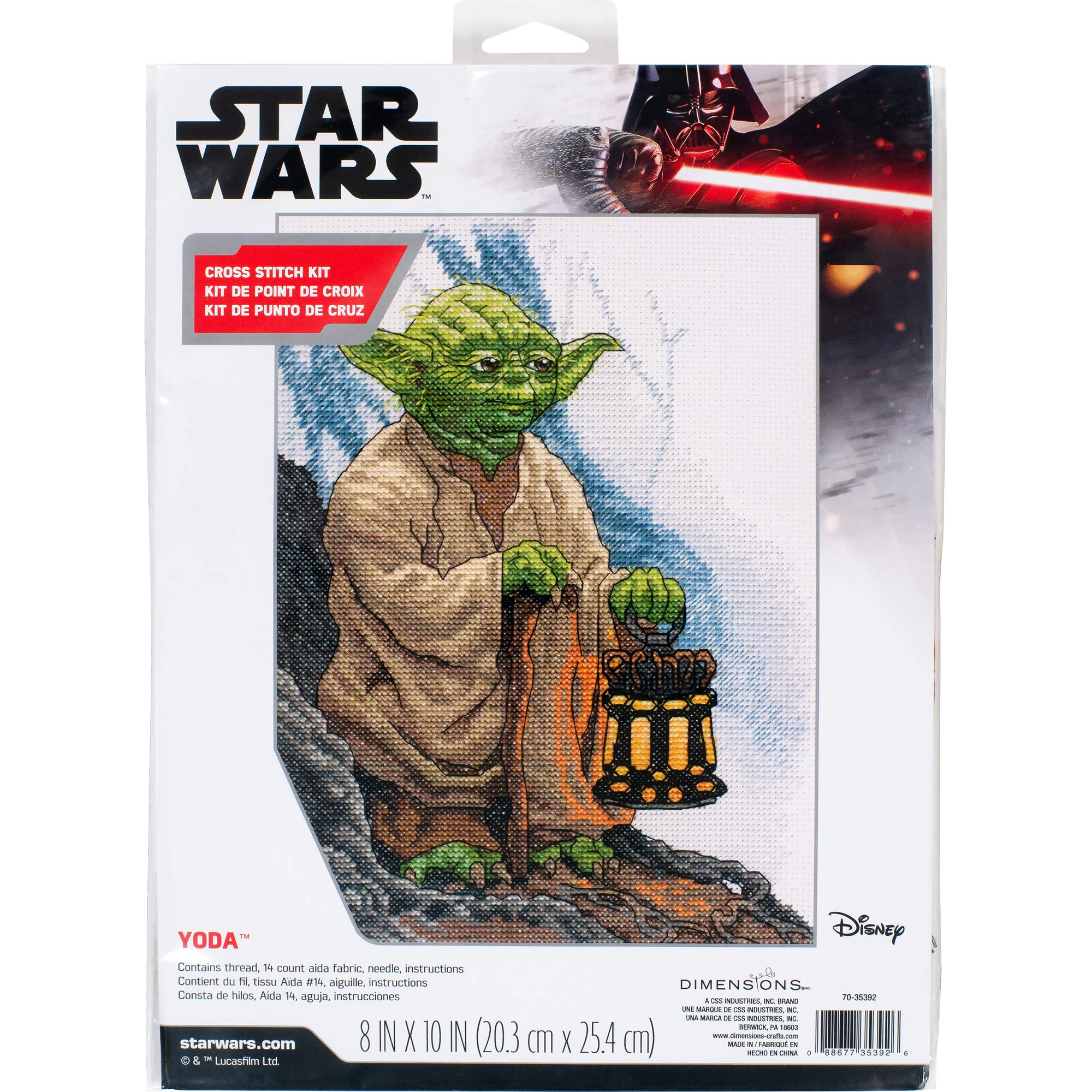 Dimensions 70-35392 Yoda Counted Cross Stitch Kit, 14 White Aida, 8'' x 10'