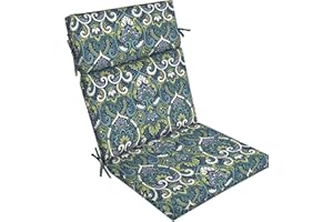 ARDEN SELECTIONS ARDEN Outdoor Chair Cushion, 21 x 20, Rain-Proof, Fade Resistant Sapphire Aurora Blue Damask
