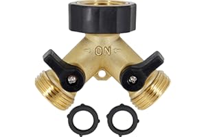 Lifynste 2 Way Brass Hose Splitter, 3/4" Brass Hose Connectors, Y Connector Garden Hose Adapter Connector, 1 Pack