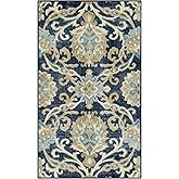 Maples Rugs Blooming Damask Area Rugs - Made in USA – Washable, Non Slip Indoor Carpet for Entryway, Foyer, Kitchen, and Bath