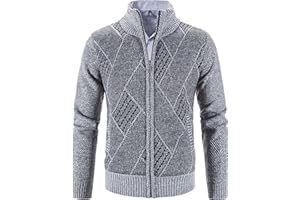 VtuAOL Men's Cardigan Sweaters Casual Full Zip Sweaters Knitted Cardigan with Pockets