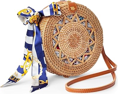round rattan purses