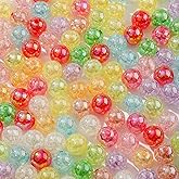 CYEENUT 16mm Acrylic Beads 150pcs Crack Beads Candy Color Round Faceted Bead DIY Beading Hairband Bracelets for Pen Bag Chain Jewelry Making(ab Crack)