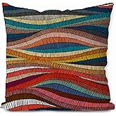 Likjad Boho Colorful Pillow Cover 18x18, Abstract Modern Decor Throw Pillow Cover, Bohemian Decor Pillow Case, Mid Century Modern Decorate for Livingroom Bedroom