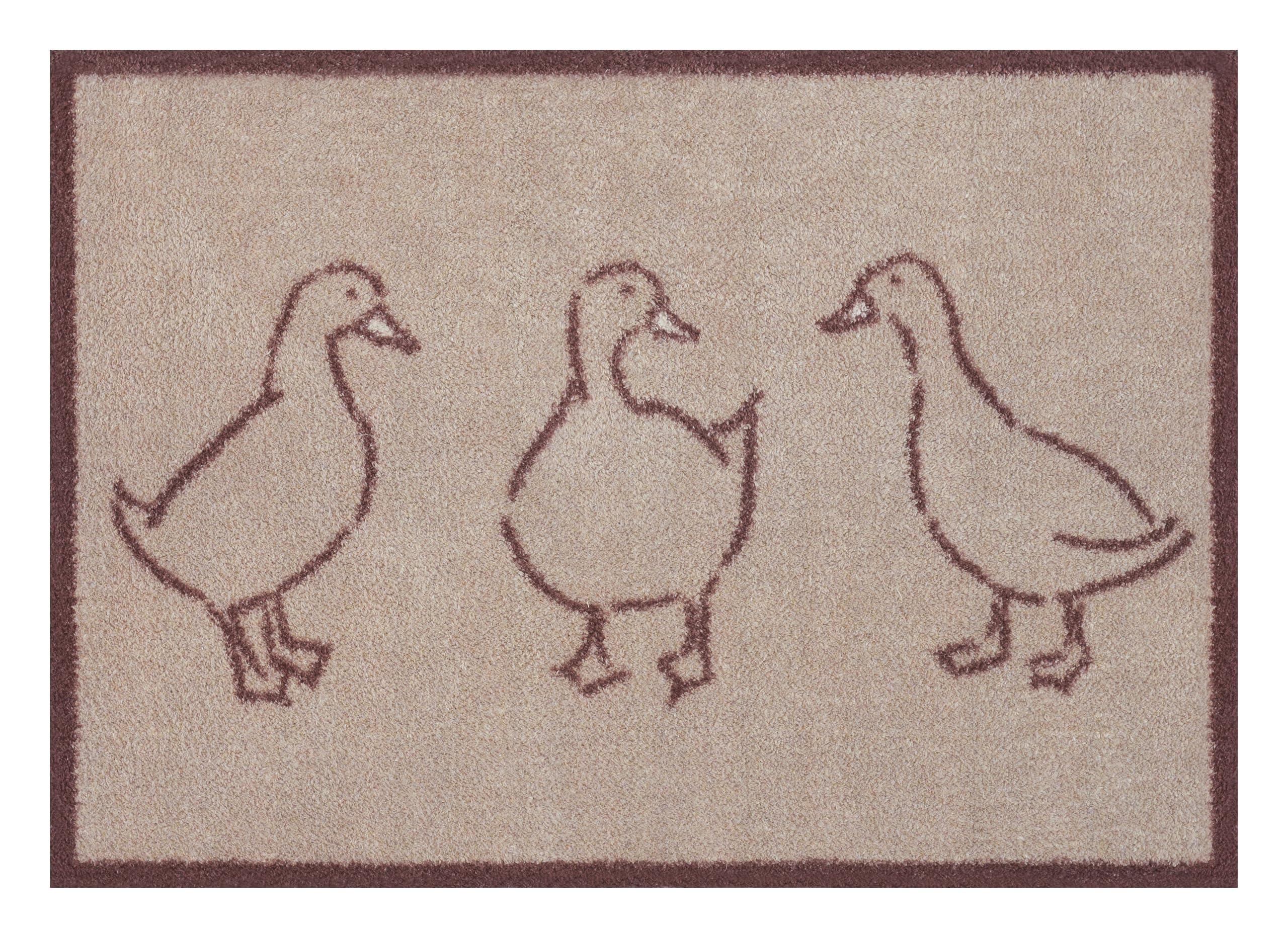 Turtle Mat, Neutral Ducks 60x85cm inside and outside, washable, with multi-grip backing