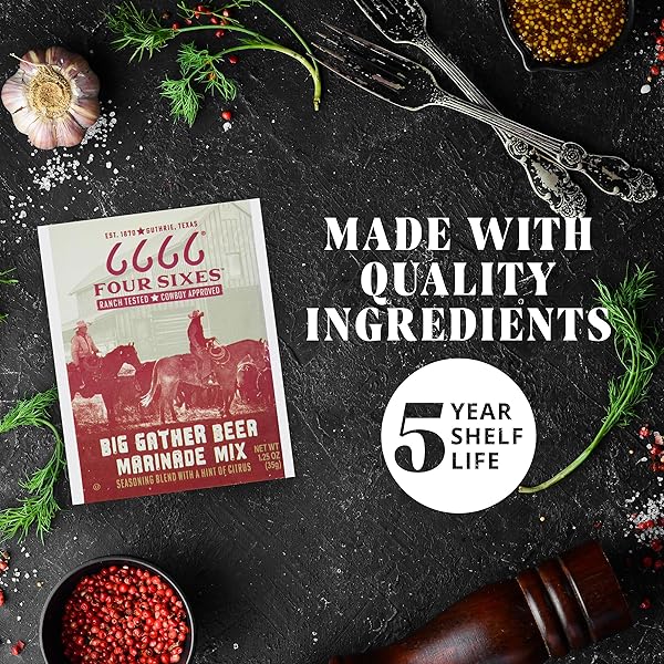 6666 FOUR SIXES BIG GATHER BEER MARINADE MIX, 1.25 OUNCE