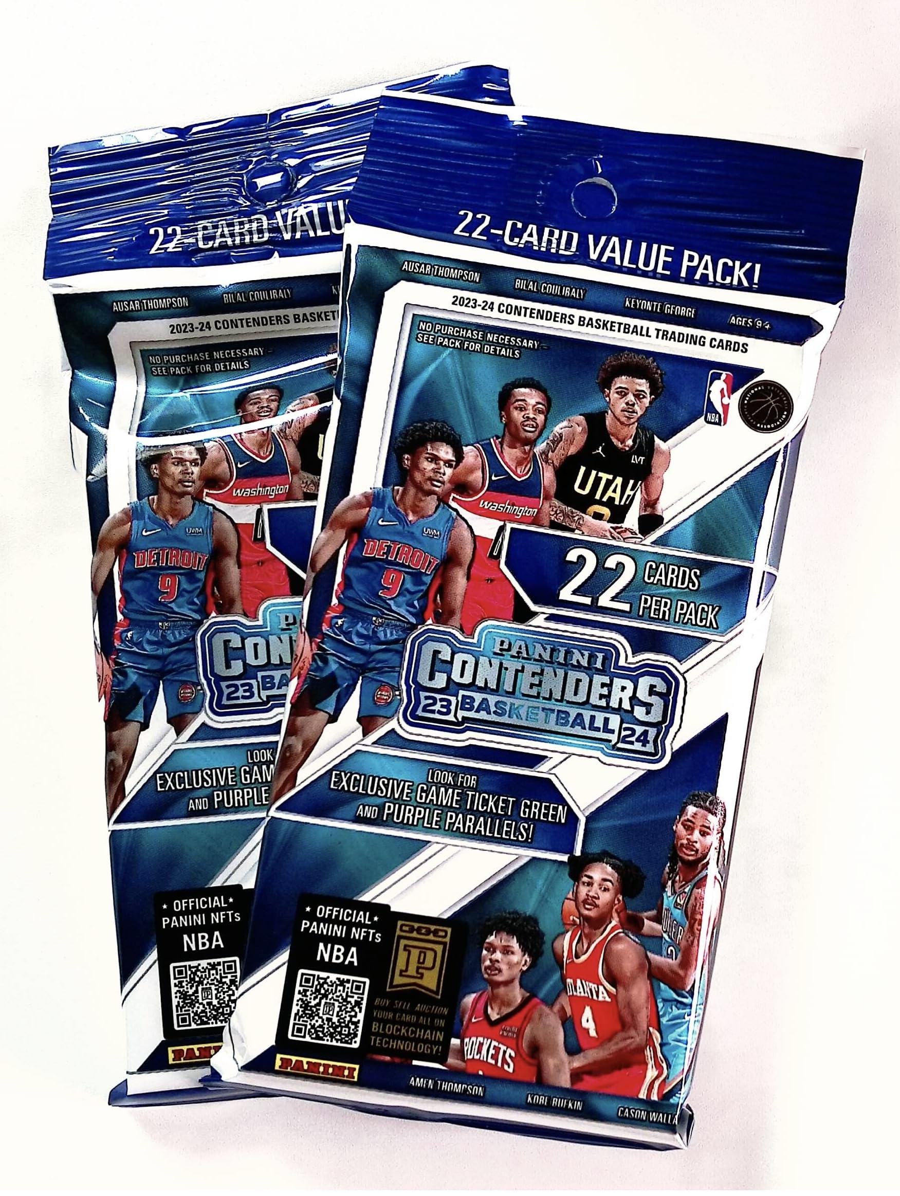 Photo 1 of (2) 2023-24 Panini Contenders Basketball 22 Card Jumbo Value Packs - 2 Packs - 44 Basketball Cards