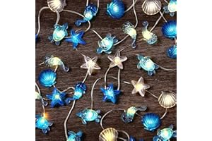 Ocean Theme Light String, Starfish Shell Shape Design, 2m20 lamp Battery Power Supply, Suitable for Daily Home Decoration, Se