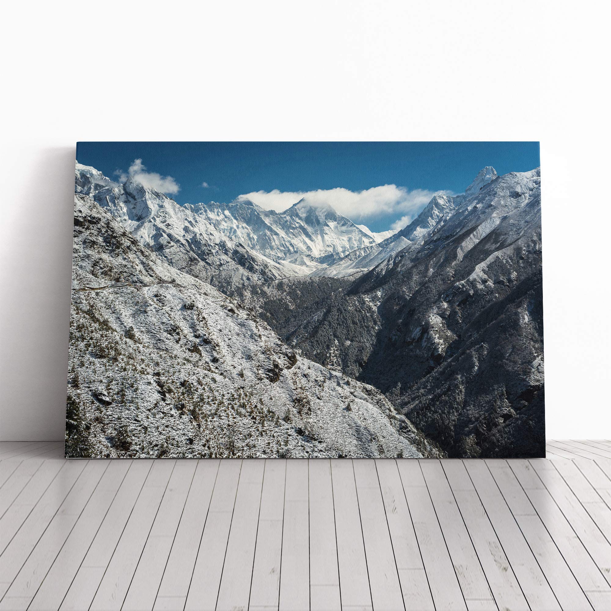 Landscape The View of The Mountains (1) Canvas Print | Gallery Wrapped 30mm Frame Wall Art | 20x14 inches | Ready to Hang | Modern Landscape Picture | Living Room Bedroom Lounge Office