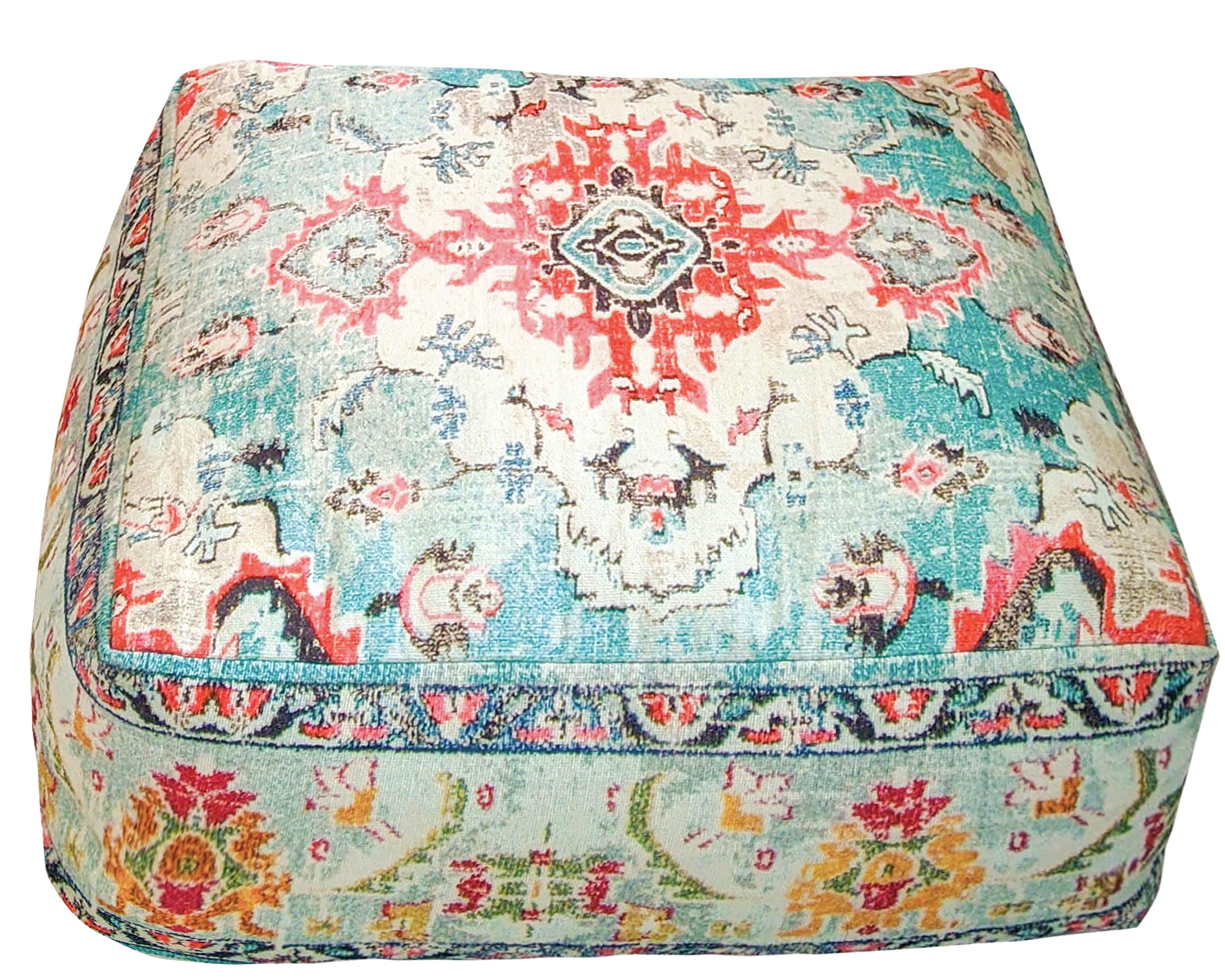 Mandala Life ART Boho Pouf Ottoman Cover - Round Floow Pillow Cushion - 24x8