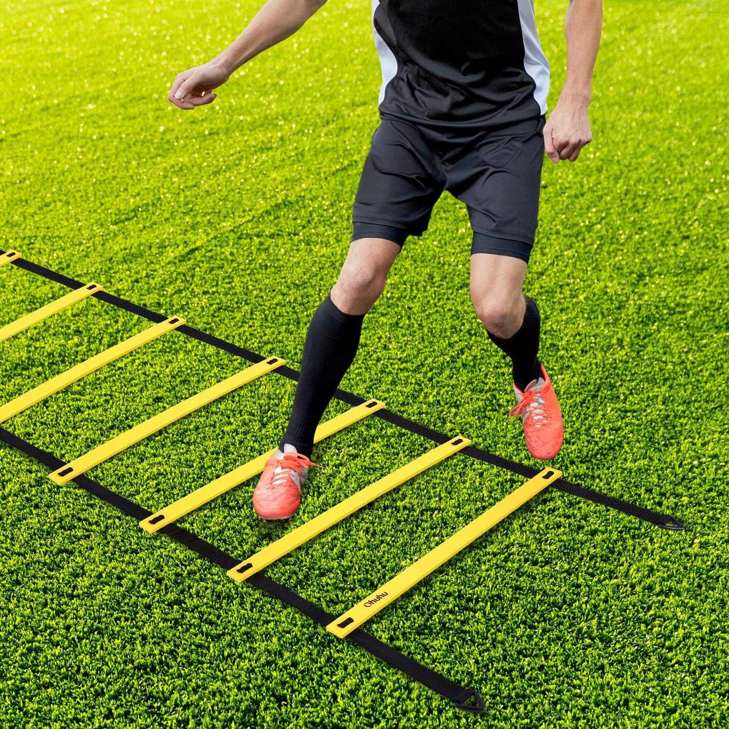 Ohuhu Speed Training Ladder Agility Training Set - 12 Rung 20Ft Agility Ladder and 12 Field Cones, 4 Steel Stakes & Carrying Bag, Footwork Equipment for Soccer Football Boxing Drills : Sports & Outdoors