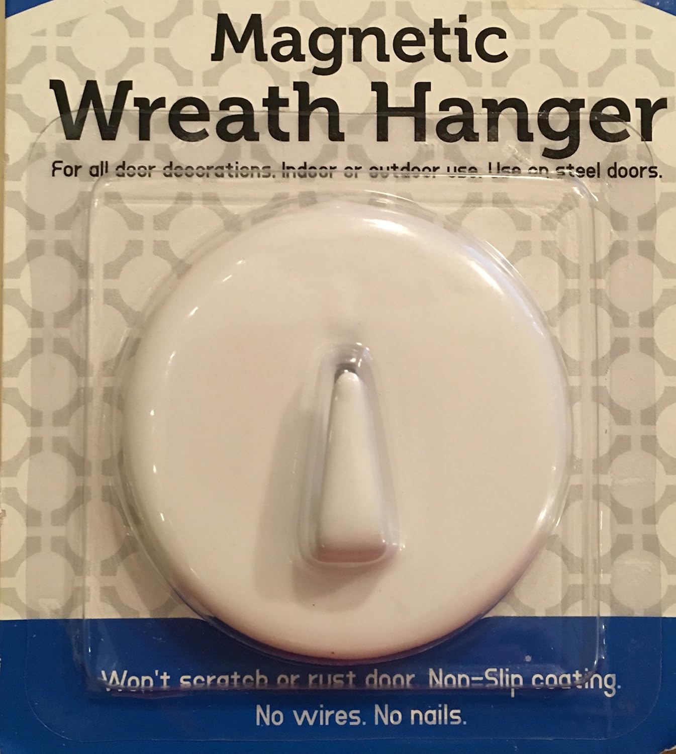Wreath Hangers - CTS White Magnetic Wreath Hanger Holder Hook - for Steel Doors - No Nails or Wires! Holds up to 6 pounds.