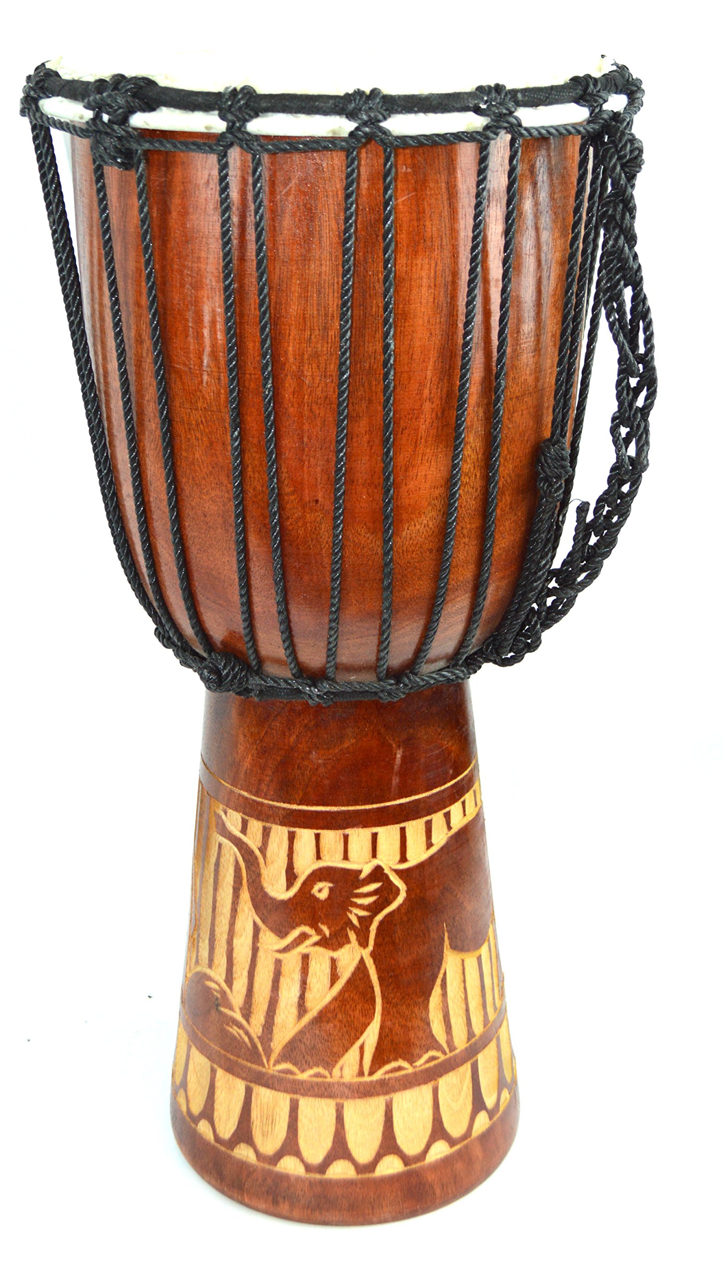 16" DJEMBE DRUM BONGO HANDMADE AFRICAN ART CARVED IN ELEPHANT WILD