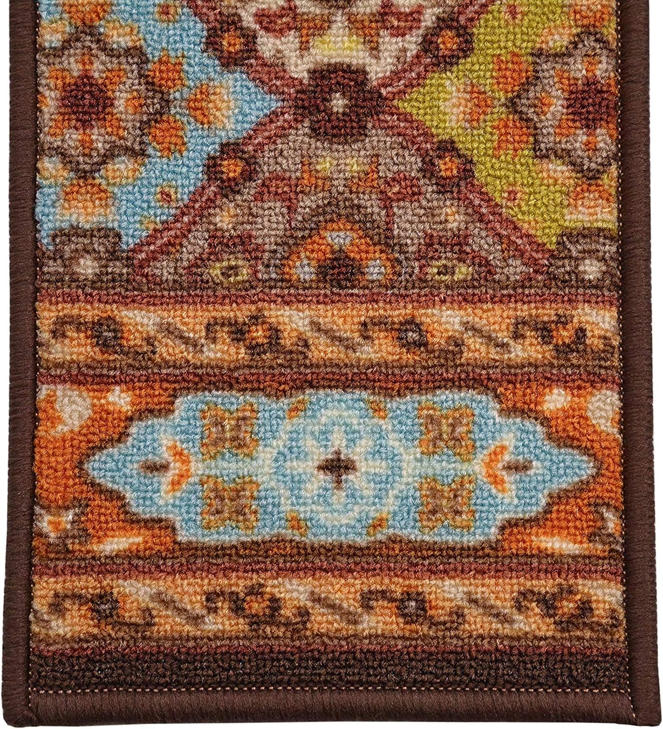 Stair Treads Skid Slip Resistant Backing Indoor Carpet Stair Treads Bakhtiari Persian Design 9 inch x 36 inch inch (Set of 13, Multi Color) - - 