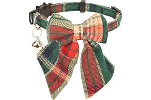 Gyapet Christmas Cat Collar Bow Tie Flower Sailor Bowtie Breakaway Safety Removable Plaid Classical Xmas Winter Holiday Kittens Cats B Sailor Bow-Green