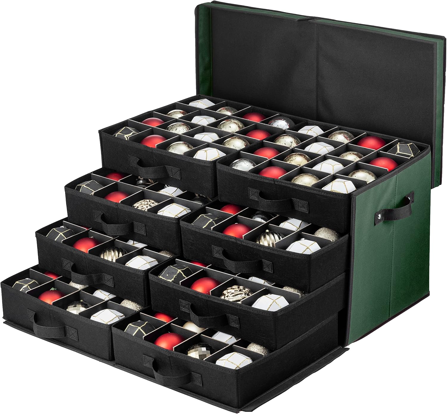 Holiday Décor Storage - ZOBER Premium Large Christmas Ornament storage Box, with Side Open, Drawer Style Trays - 3