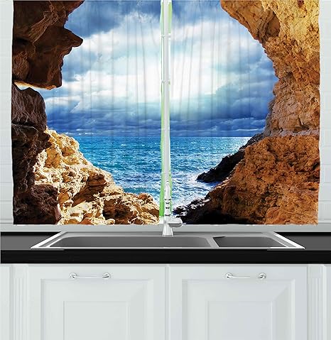 Amazon Com Ambesonne Kitchen Decor Collection Ocean View Through