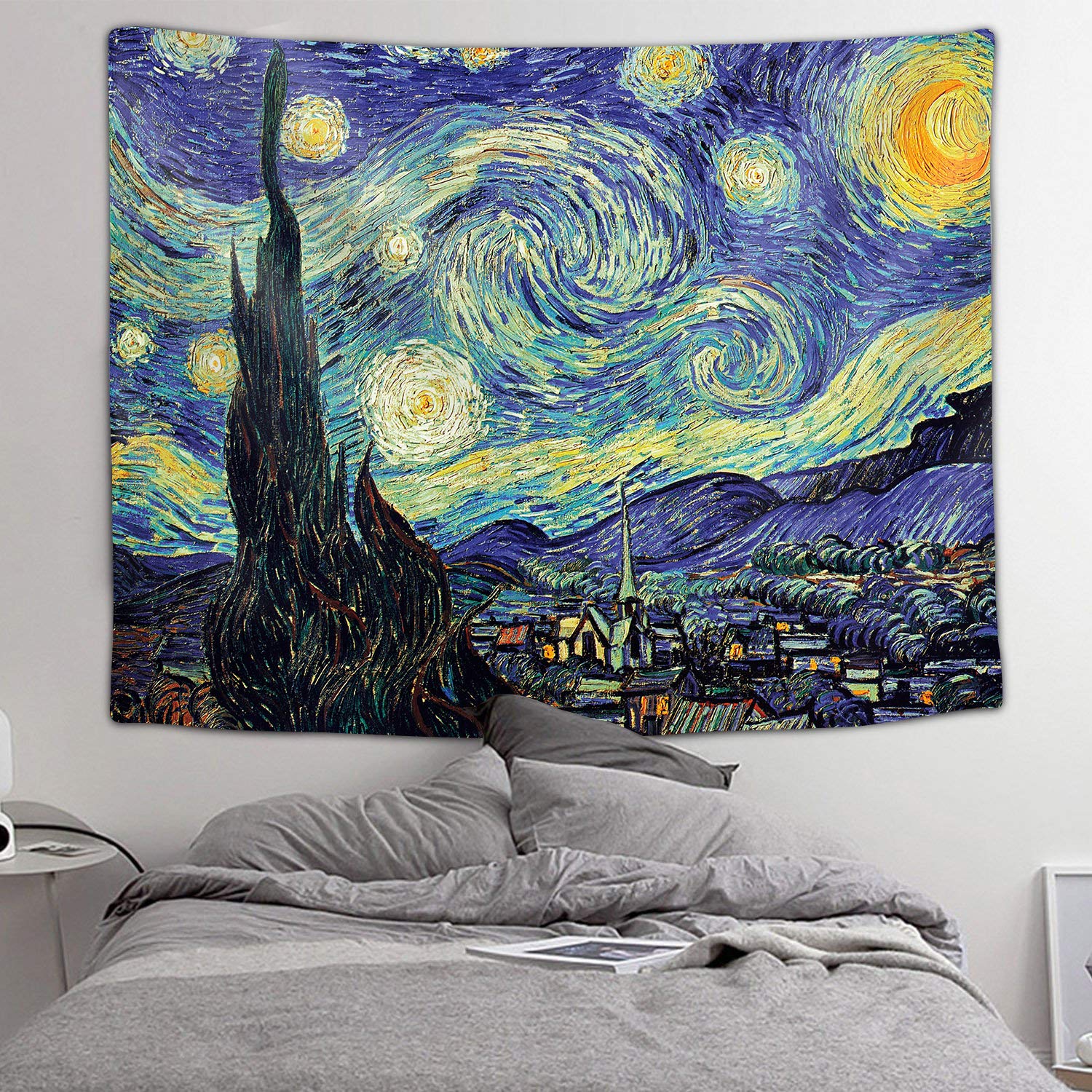 Starry Night Tapestry Van Gogh Art Wall Tapestries Psychedelics Van Gogh Impression Art Tapestry Personality Dormitory Decoration Bedroom Living Room