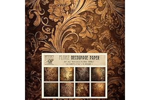 FLONZ Decoupage Paper Pack (24 Sheets 6"x6") Rococo Floral Swirls # Vintage Styled Pattern Paper for Decoupage, Craft and Scrapbooking