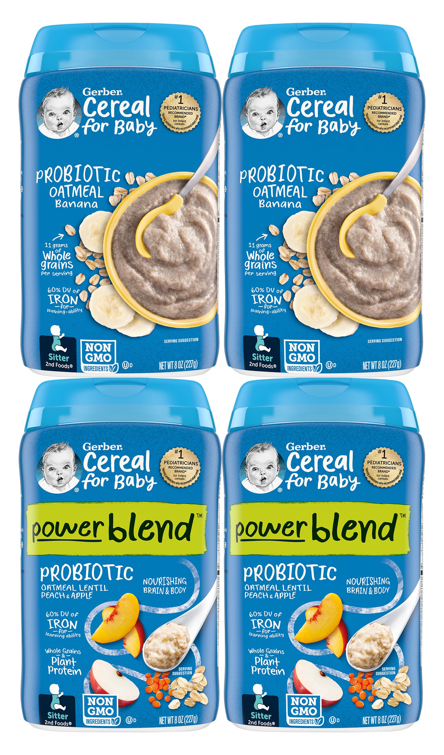 Gerber 2nd Foods Cereal for Baby Variety Pack, Probiotic Oatmeal