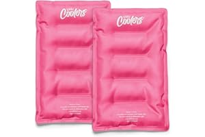 Cool Coolers by Fit & Fresh 2 Pack XL Soft Ice Packs for Cooler, Flexible Stretch Nylon, Lunch Box Ice Packs, Large Reusable Freezer Packs, Hot Pink