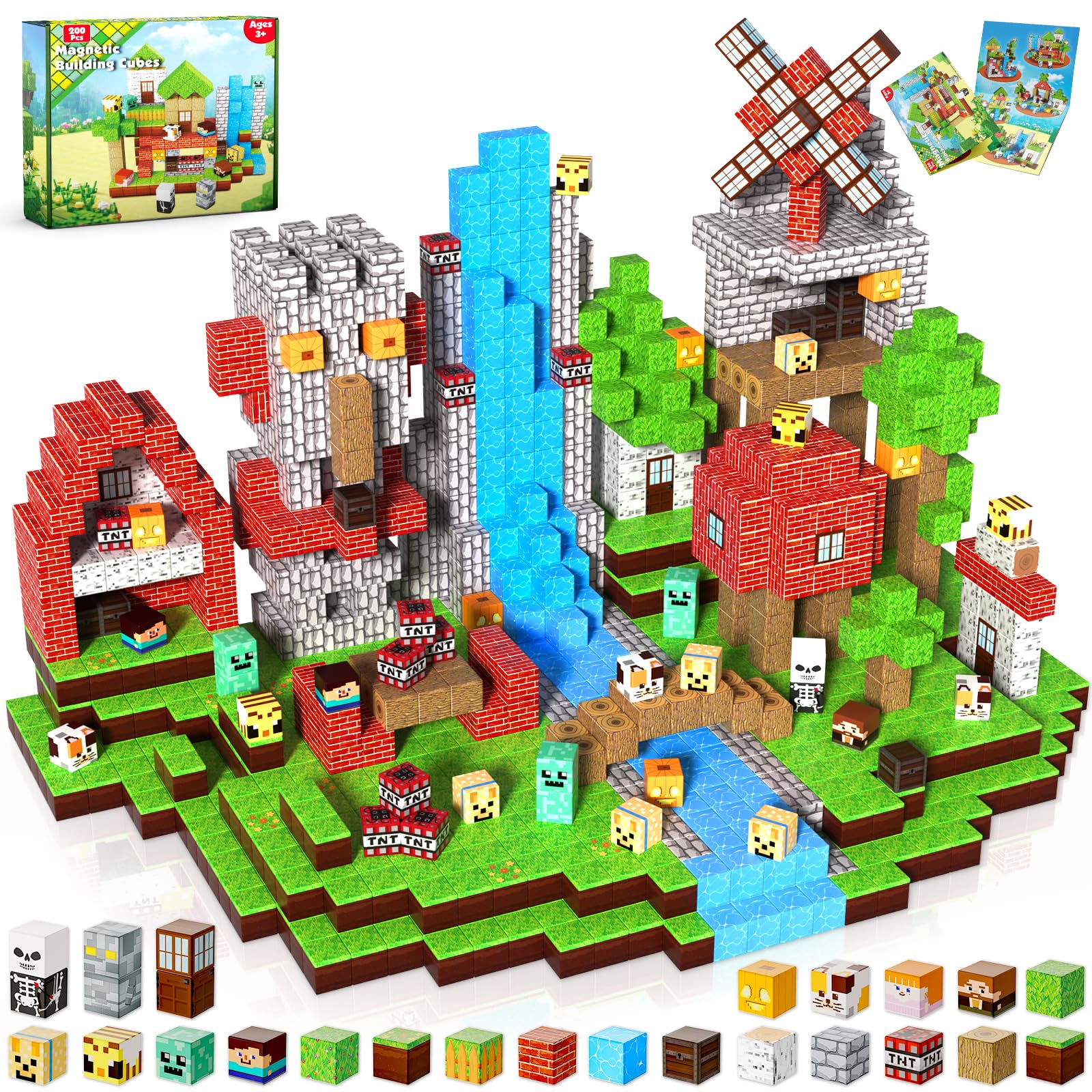 Magnetic Blocks-200PCS Magnetic Building Blocks, Magnets Cubes 2026 Upgraded Stacking Magnets for Kids Forest River Indoor Construction STEM Toys, Christmas Birthday Gifts for Boys & Girls Ages 3+