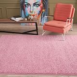 THE RUGS Pink Shaggy Living Room Rug 180x270 cm Soft 30 mm Thick view 7