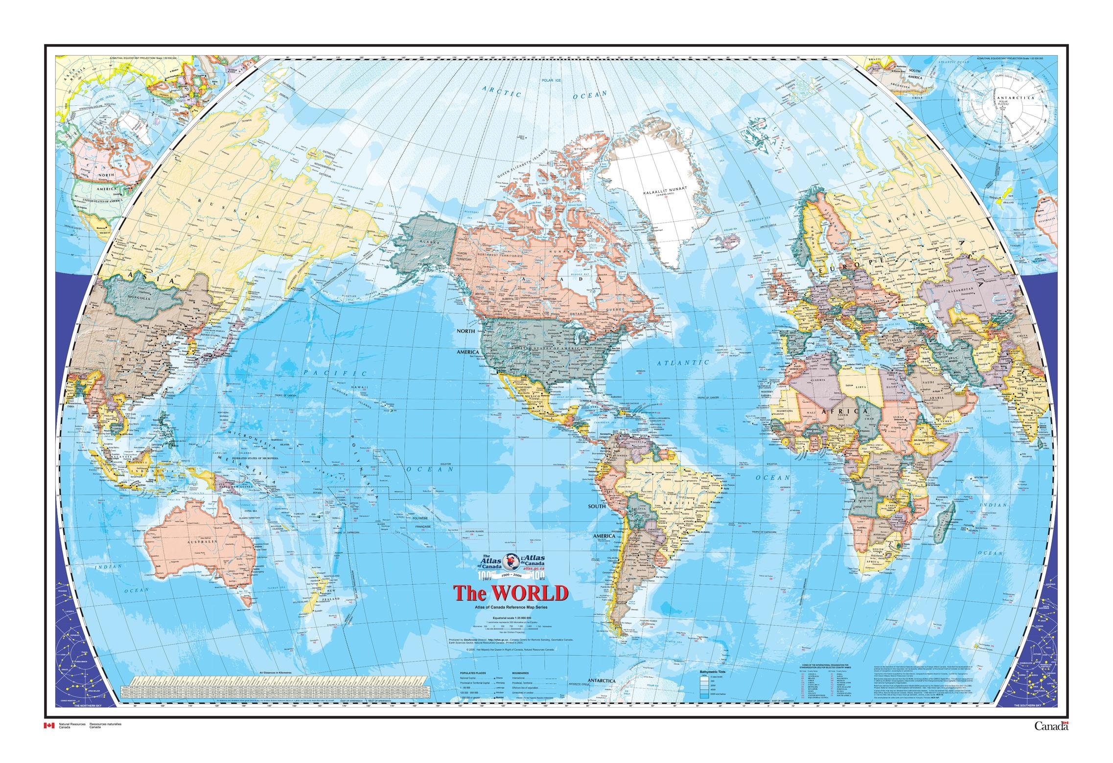 The World Wall Map - Atlas of Canada - 48.75" x 32.5" Laminated