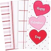KAF Home Pantry Kitchen Holiday Dish Towel Set of 4, Cotton Rich, 18 x 28-inch (Happy Valentine's Day)