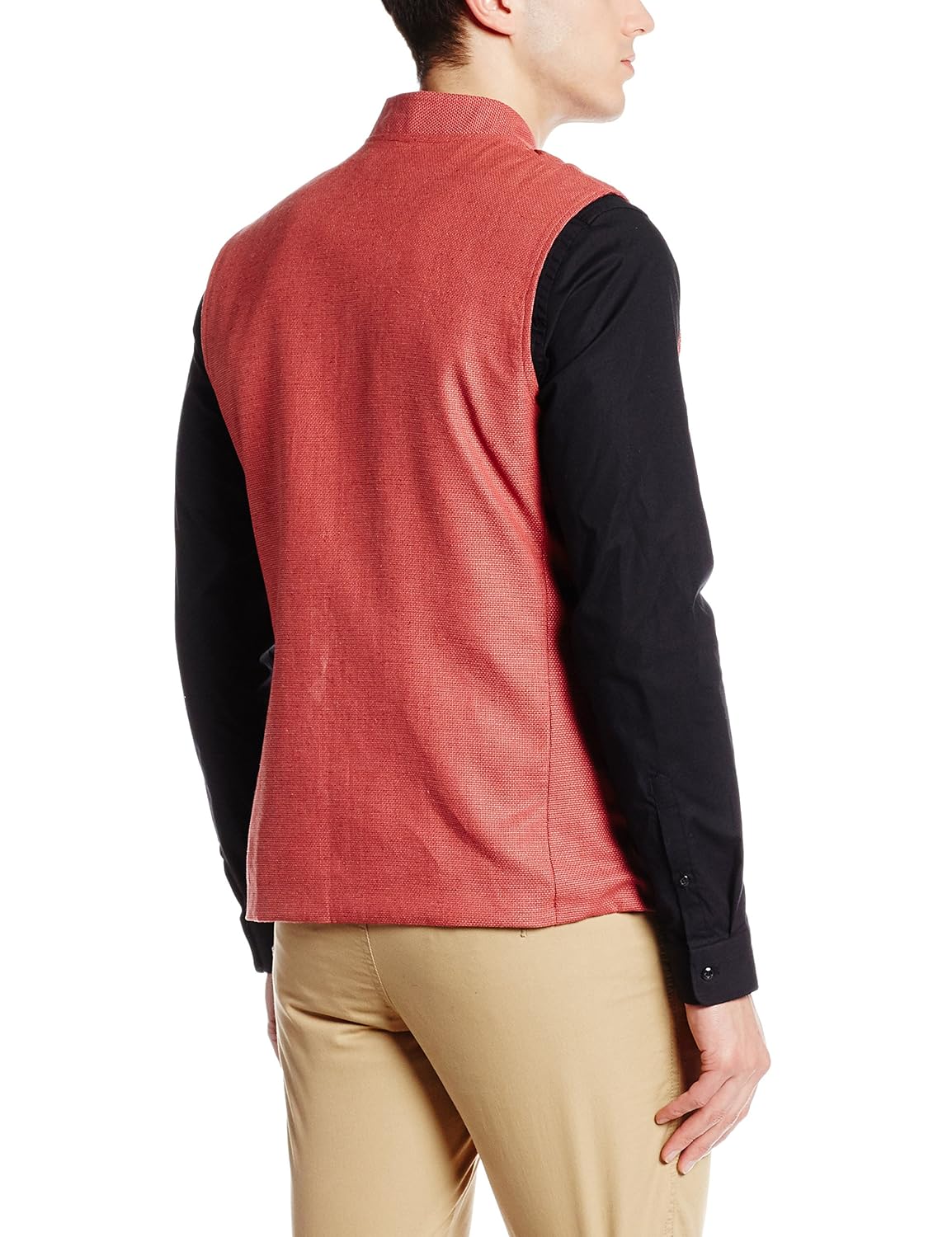 svanik men's banded collar linen waist coat