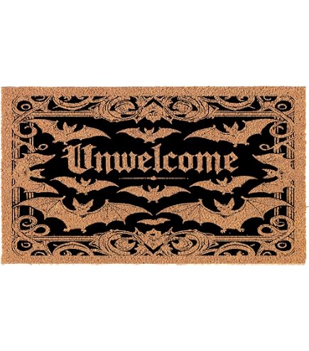 'Welcome' Halloween Doormat With Bat Design - 24'x16', Natural Coco Coir, Anti-Slip Backing - View #9