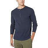 Amazon Essentials Henley Long Sleeve Shirts for Men, Regular-Fit Waffle