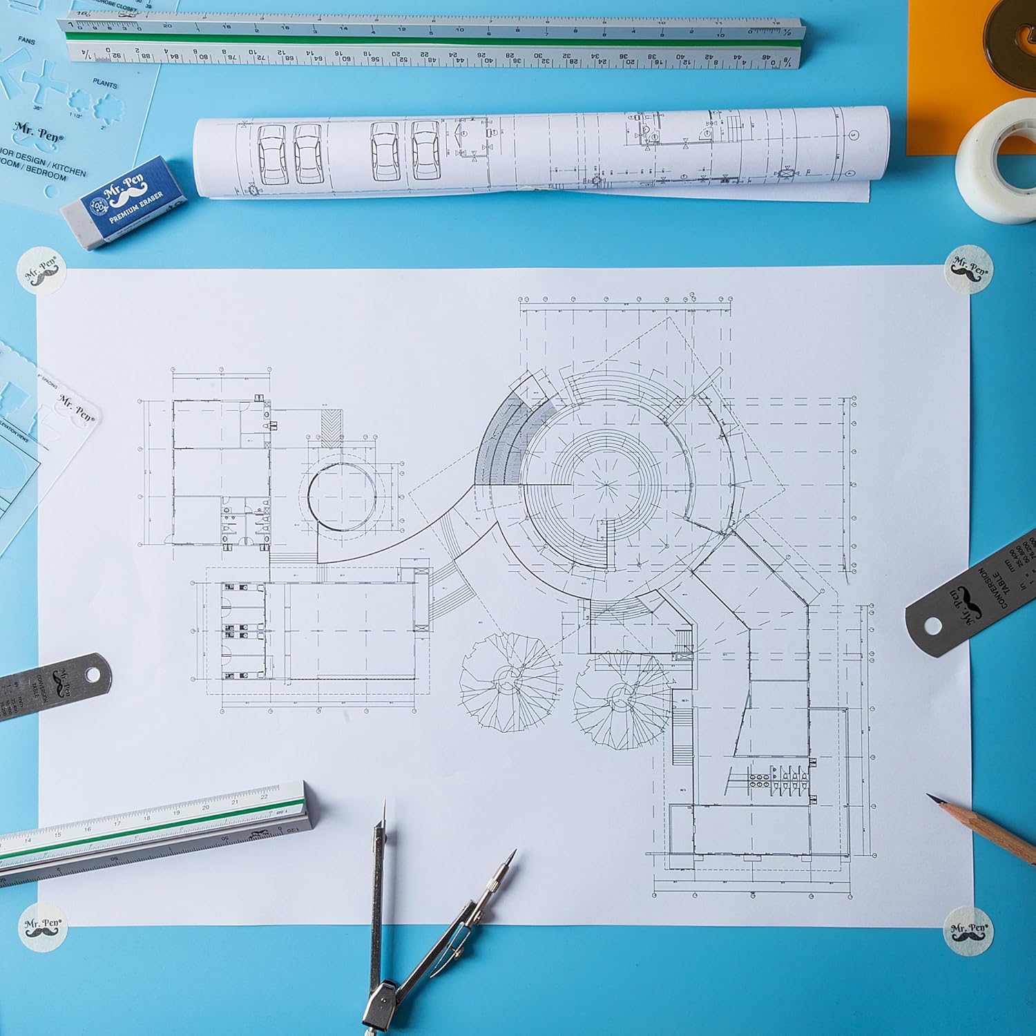 Mr. Pen House Plan, Interior Design and Furniture Templates, Drafting Tools and Ruler Shapes for Architecture - Set of 3: Arts, Crafts & Sewing