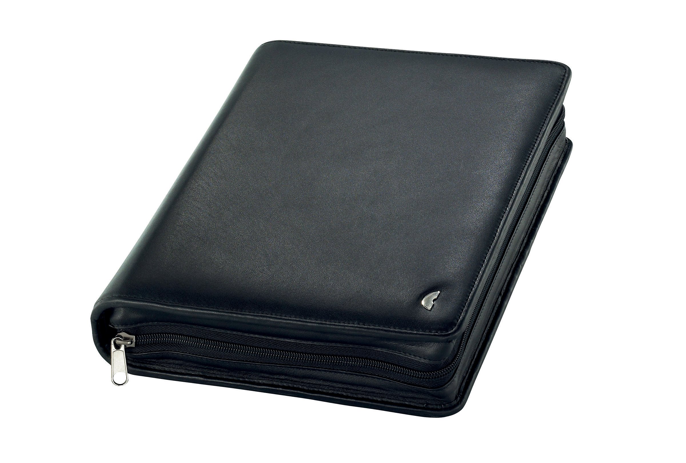 Chronoplan 50102 refillable appointment planner / organizer / appointment calendar portfolio made of premium nappa leather (format A5 (220 x 275 mm) with zipper, ring binder, without calendar) black