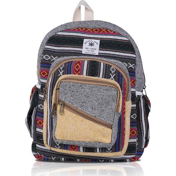Boho Cotton Full-Sized  Handwoven Cotton Gheri Backpack Hippie Boho Gheri Backpack – Handmade main image 2