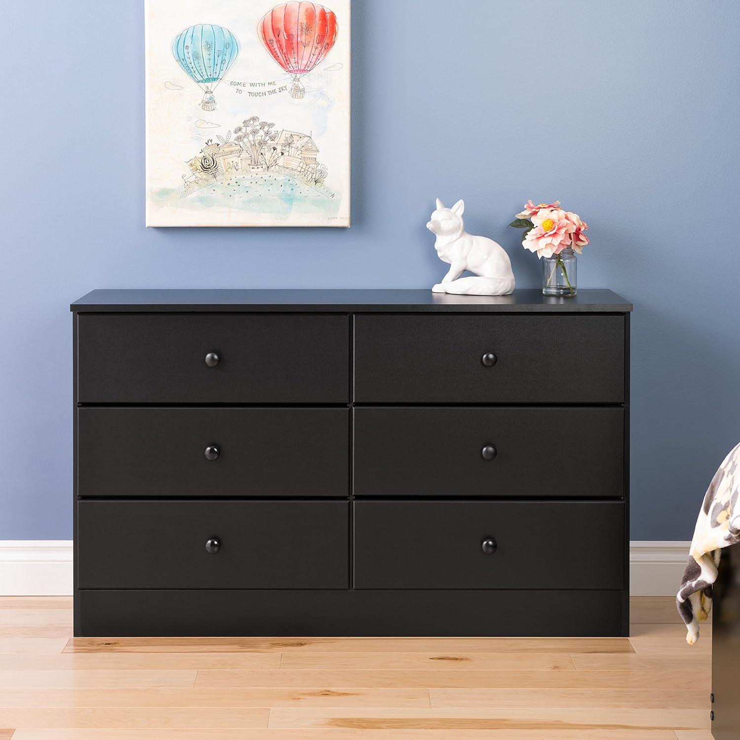 Amazon Com Prepac Astrid 6 Drawer Dresser Black Kitchen Dining