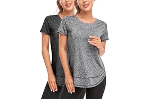 Abrooical Women's Short Sleeve Workout Shirts Crew Neck Sports Yoga Running Dry Fit Tops Side Split Tee